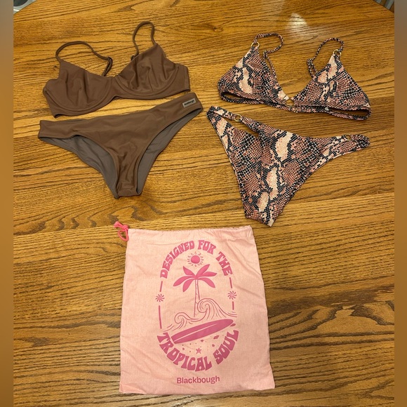 Blackbough Other - 2 Pair Combo - Blackbough Taupe and Snake Skin Bikini Tops and Bottoms Swim Sets